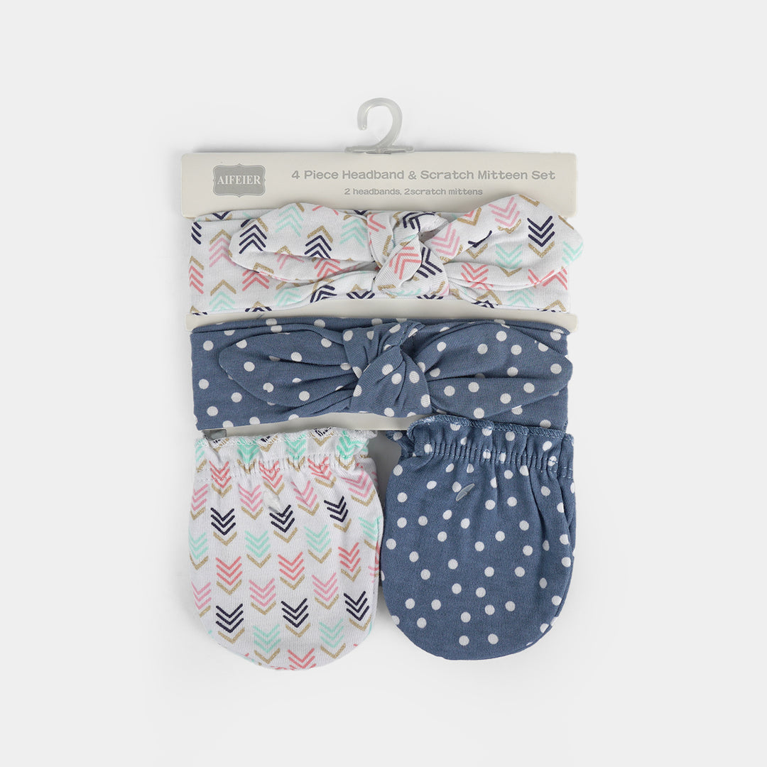 Baby Headband & Mittens Set | 4Pcs