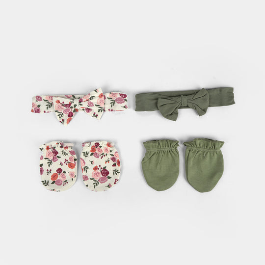 Baby Headband & Mittens Set | 4Pcs