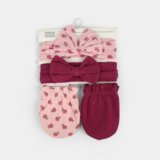 Baby Headband & Mittens Set | 4Pcs