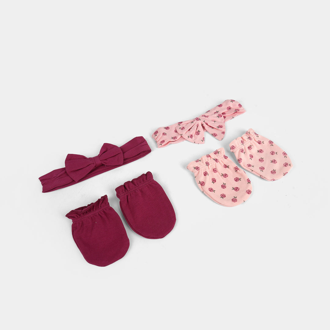 Baby Headband & Mittens Set | 4Pcs