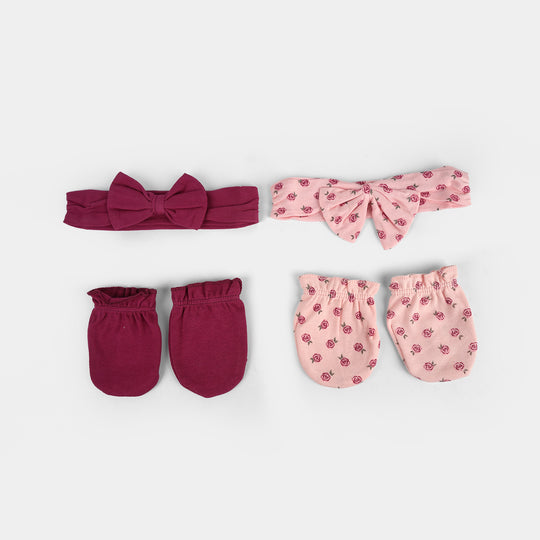 Baby Headband & Mittens Set | 4Pcs