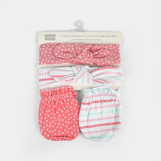 Baby Headband & Mittens Set | 4Pcs