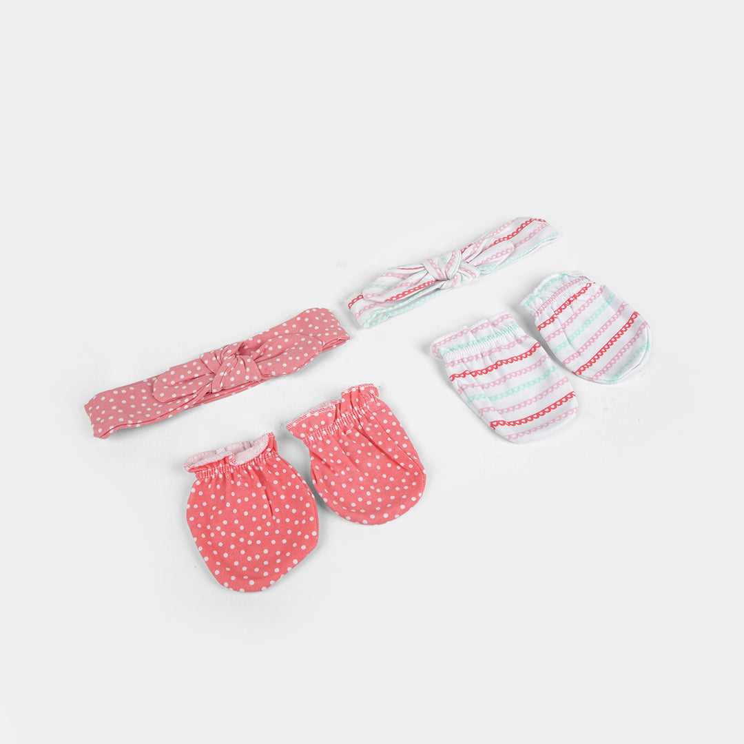 Baby Headband & Mittens Set | 4Pcs