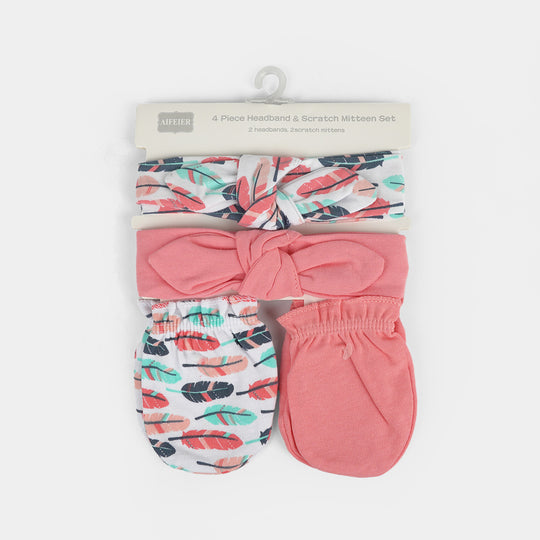 Baby Headband & Mittens Set | 4Pcs