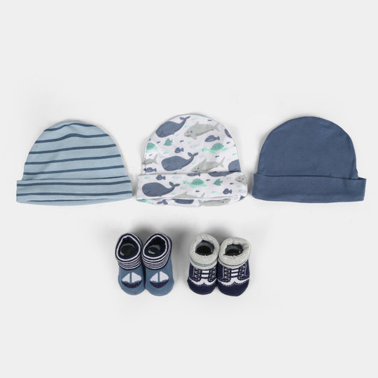 Cotton Baby Cap & Socks Pack Of 5