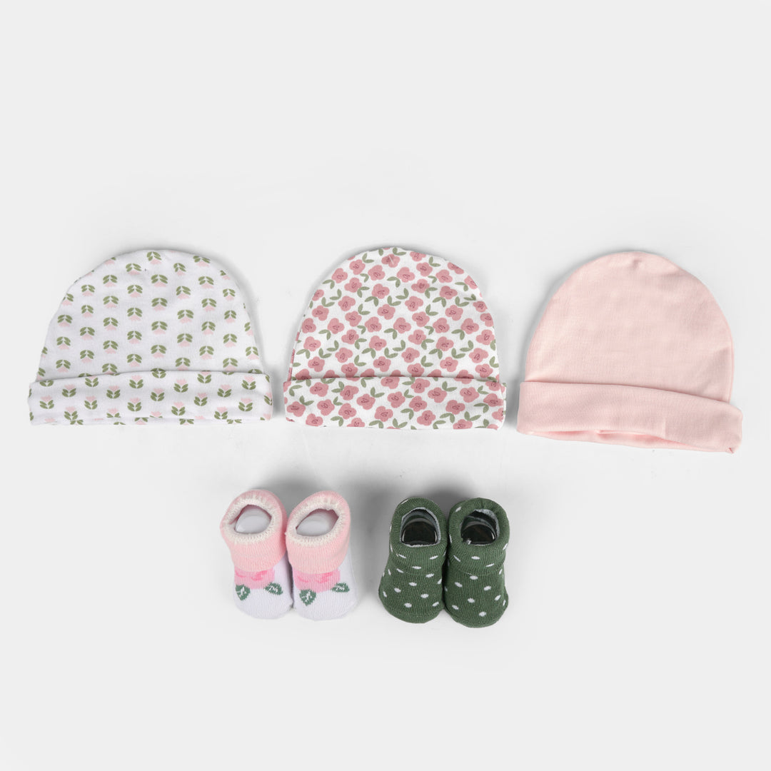 Cotton Baby Cap & Socks Pack Of 5
