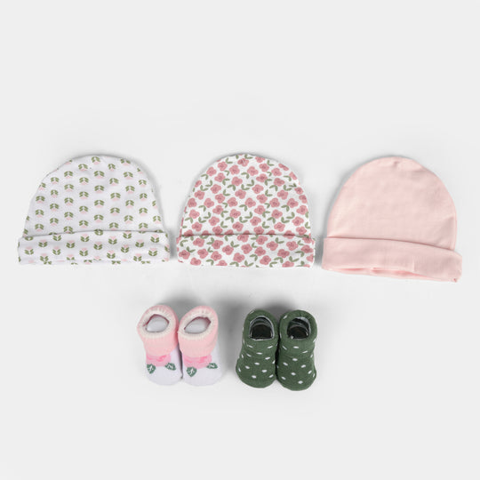 Cotton Baby Cap & Socks Pack Of 5