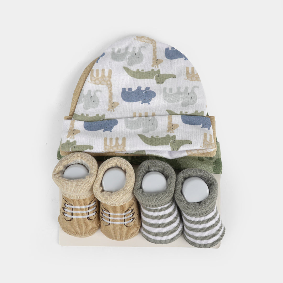 Cotton Baby Cap & Socks Pack Of 5