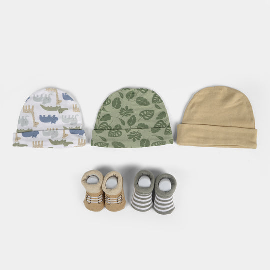 Cotton Baby Cap & Socks Pack Of 5