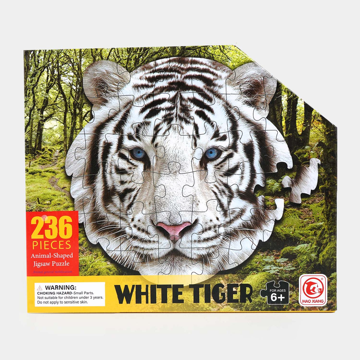 White Tiger Animal Shaped Jigsaw Puzzle 236 pieces
