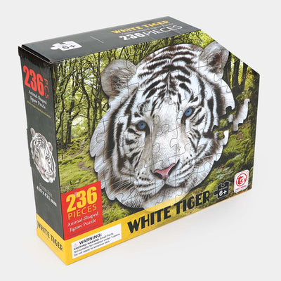 White Tiger Animal Shaped Jigsaw Puzzle 236 pieces