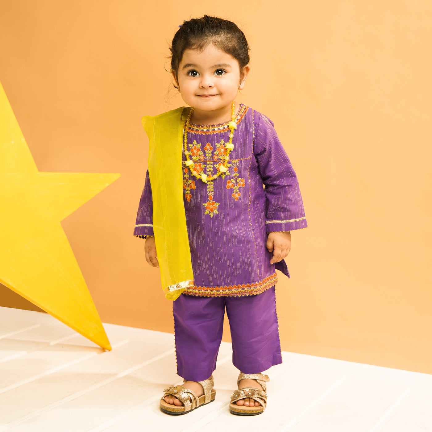 Infant Girls Jacquard 3PC Suit Sada Bahar-Purple