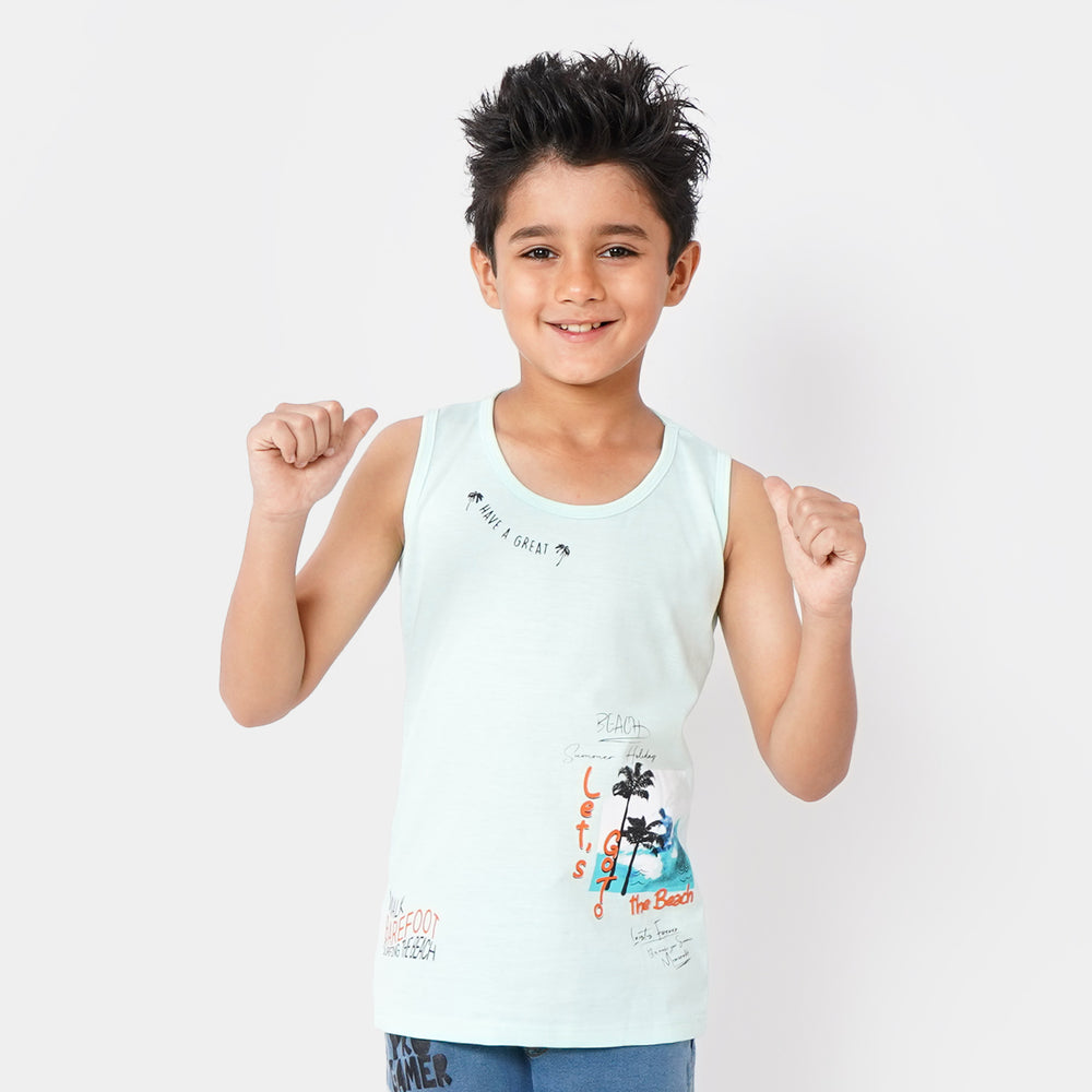 Boys Cotton Sando Bare Foot - Sky blue