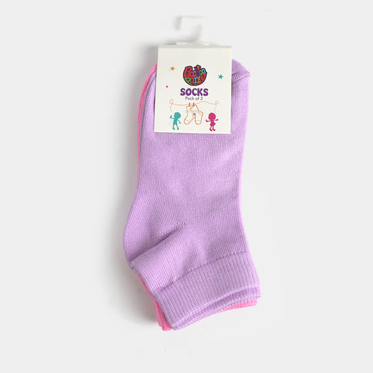 Girls Ankle Sock Pack of 2 Nice & Fun-Purple. Pink