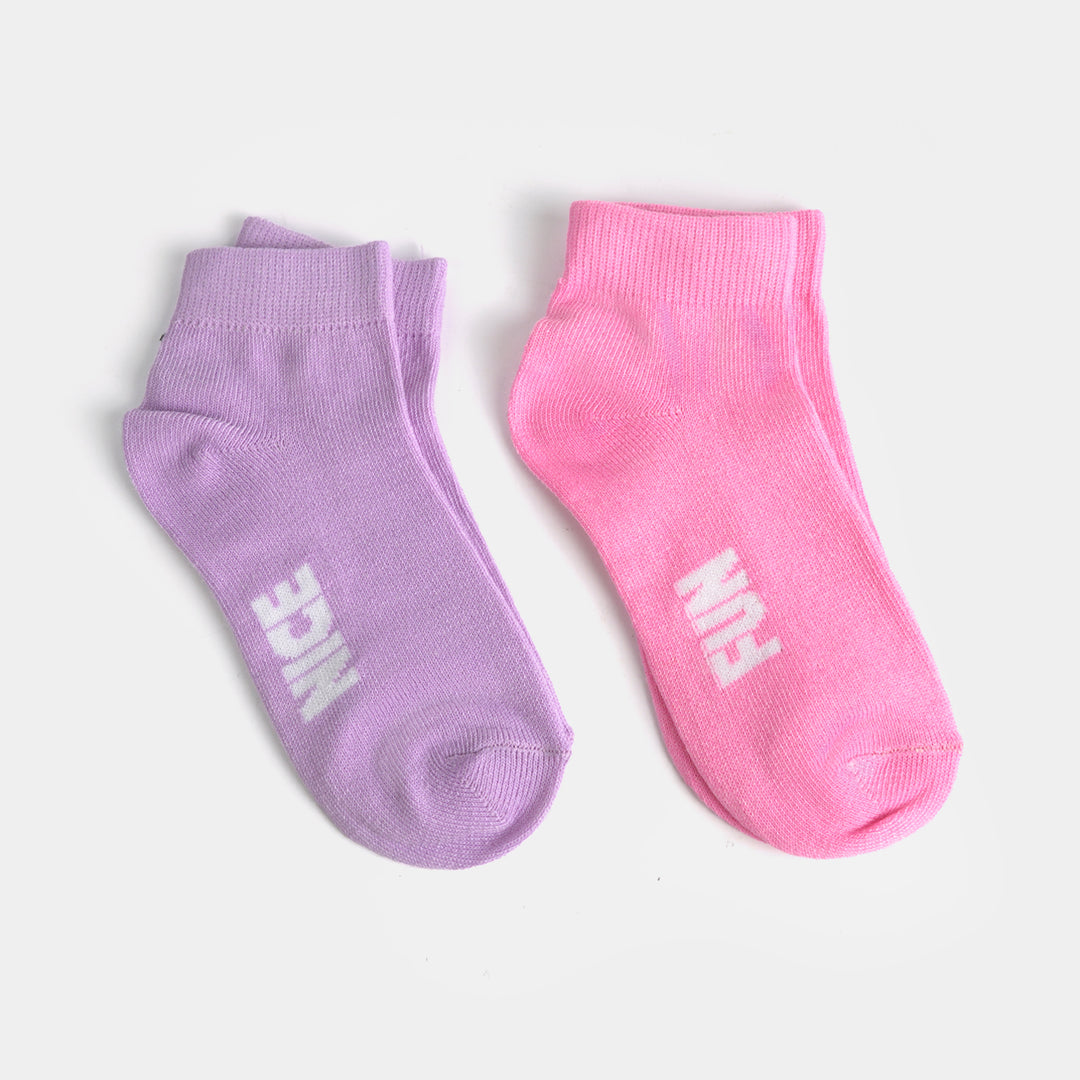 Girls Ankle Sock Pack of 2 Nice & Fun-Purple. Pink