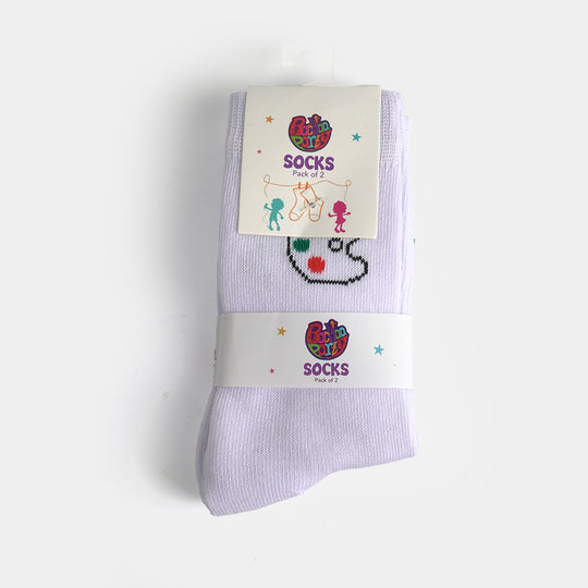 Girls Sock Pack of 2 Paint-White