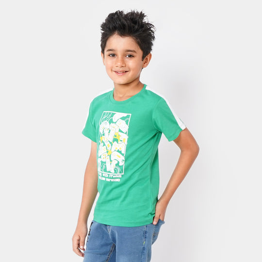 Boys Cotton T-Shirt Play - Holly Green