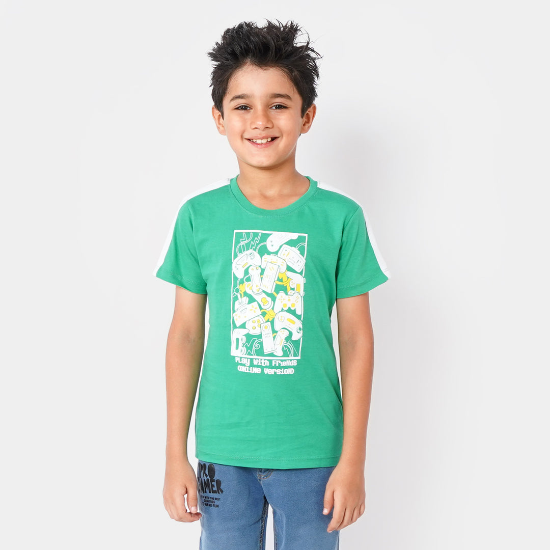 Boys Cotton T-Shirt Play - Holly Green