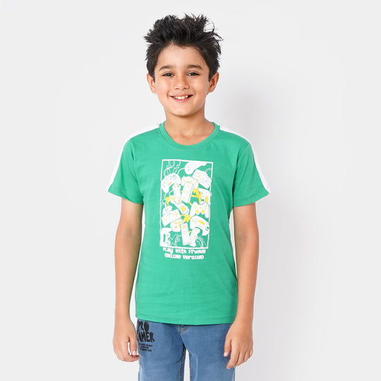 Boys Cotton T-Shirt Play - Holly Green