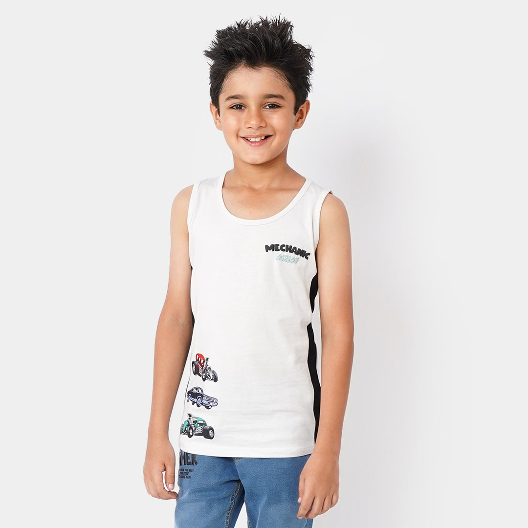 Boys Cotton Sando Mechanic - Barley Blue