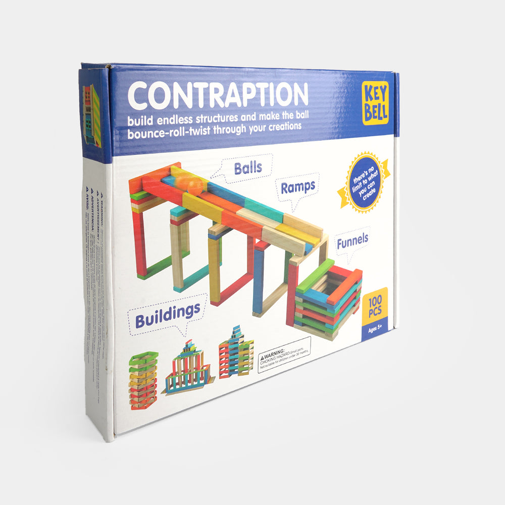 STEM Wooden Construction Planks & Marble Run Toy Set