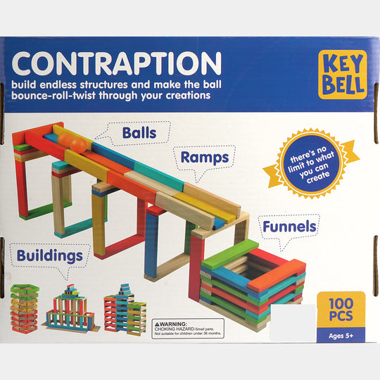 STEM Wooden Construction Planks & Marble Run Toy Set