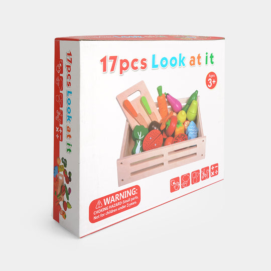 Wooden Cutting Food Crate Kitchen Play Set