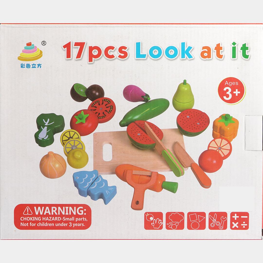 Wooden Cutting Food Crate Kitchen Play Set