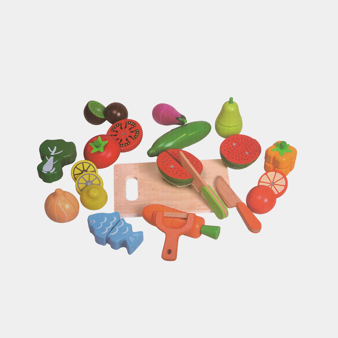 Wooden Cutting Food Crate Kitchen Play Set