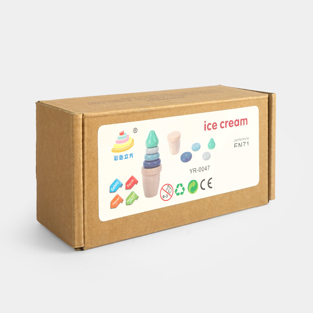 Wooden Ice Cream Stacking Tower Play Food Toy