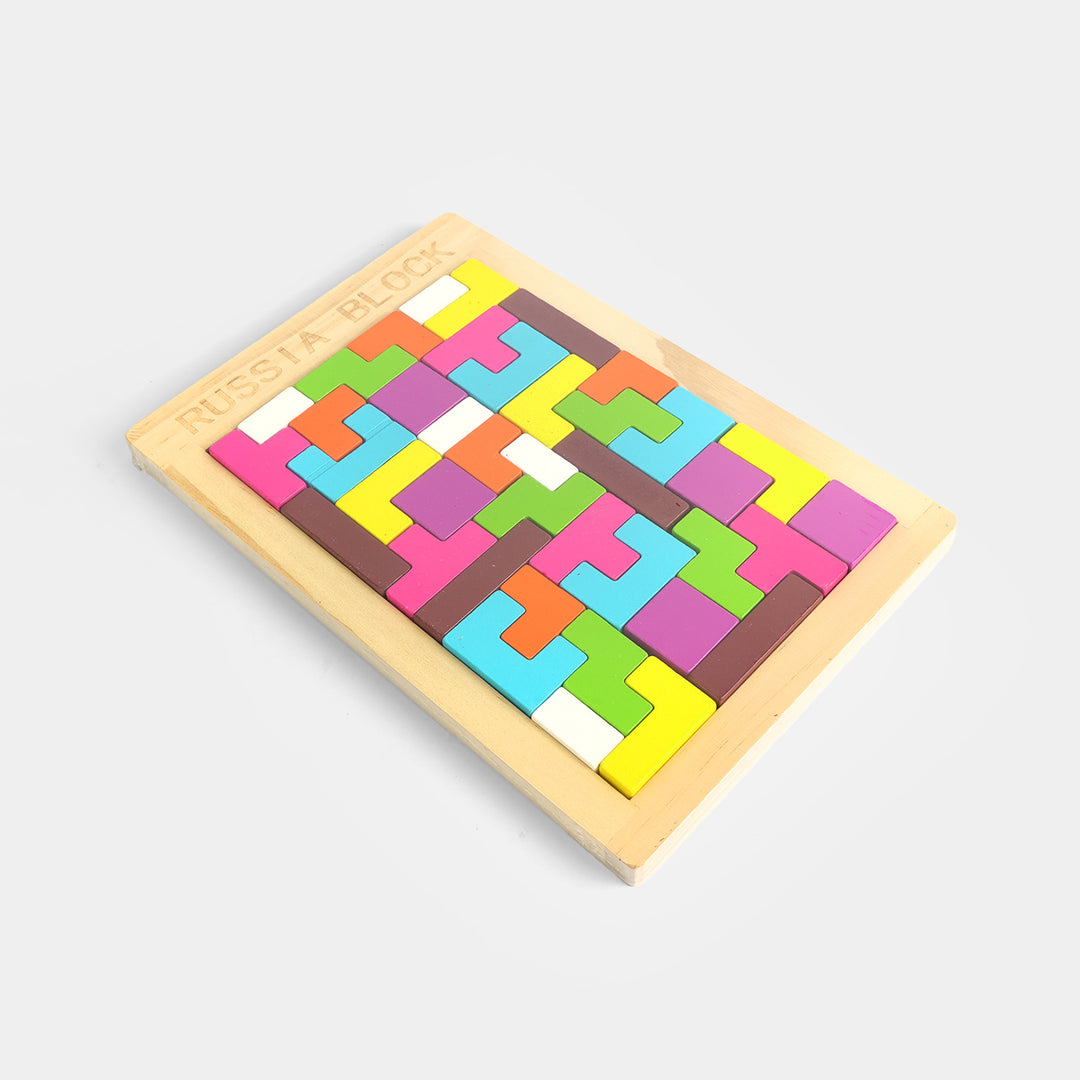 Wooden Tetris Puzzle Geometric Stacking Brain Game
