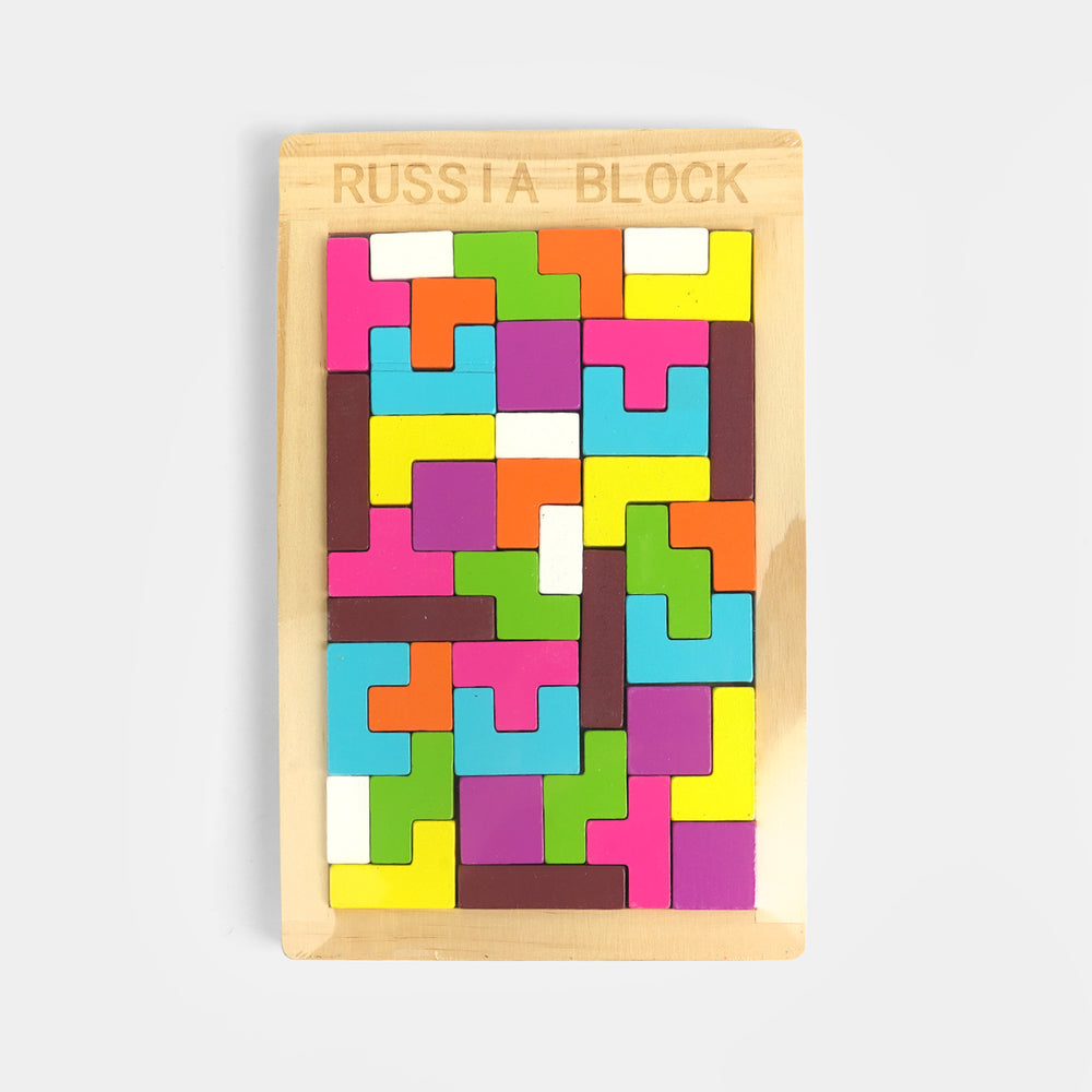 Wooden Tetris Puzzle Geometric Stacking Brain Game