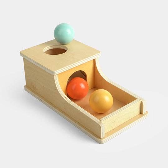 Educational Ball Drop Toy Wooden Object Permanence Box