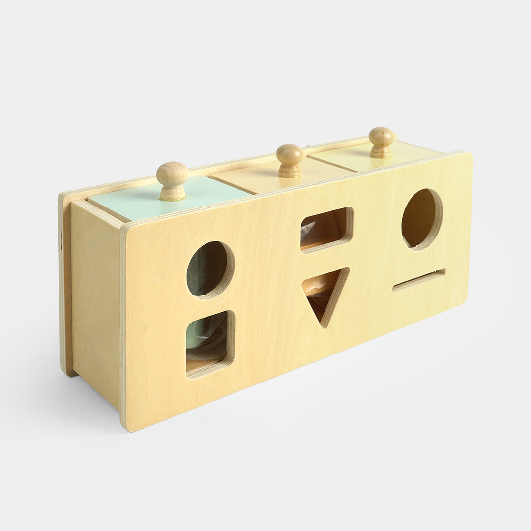 Educational Montessori 3-Drawer Wooden Shape Sorter & Imprinting Toy