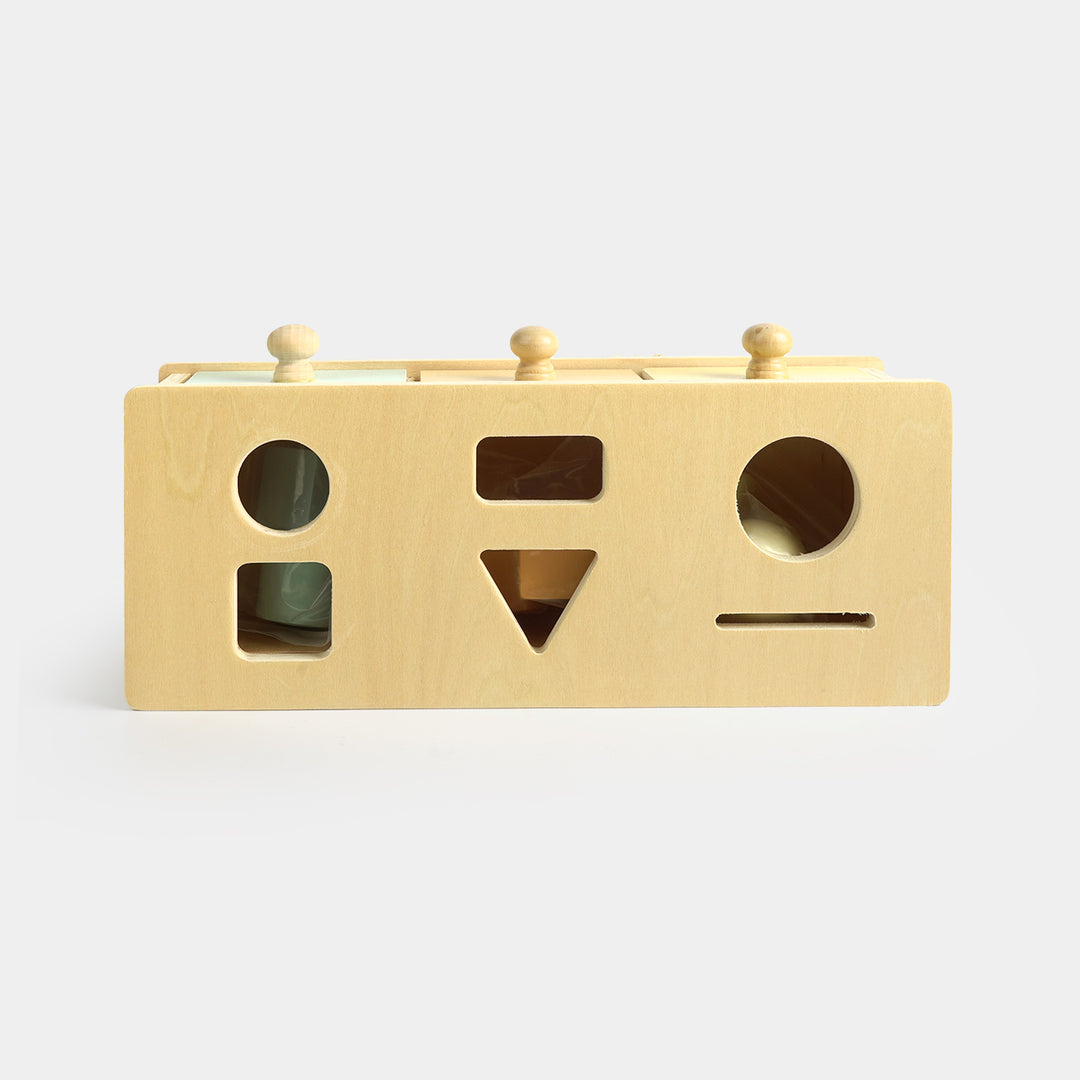 Educational Montessori 3-Drawer Wooden Shape Sorter & Imprinting Toy
