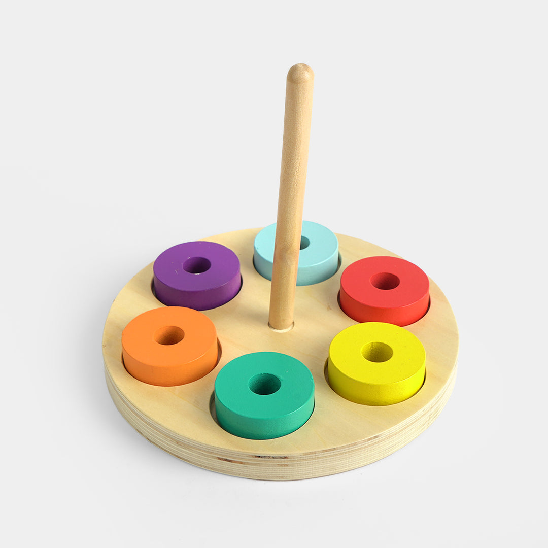 Wooden Rainbow Stacking Ring Board Color Sorter Toy
