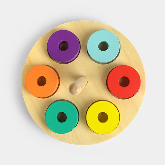 Wooden Rainbow Stacking Ring Board Color Sorter Toy