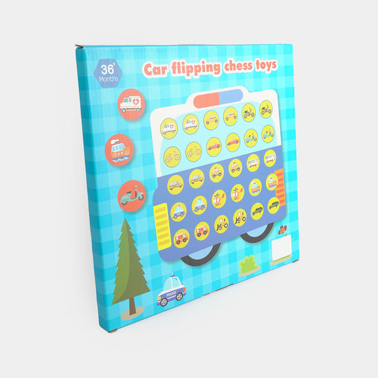 Educational Wooden Car Flipping Chess Memory Game for Kids