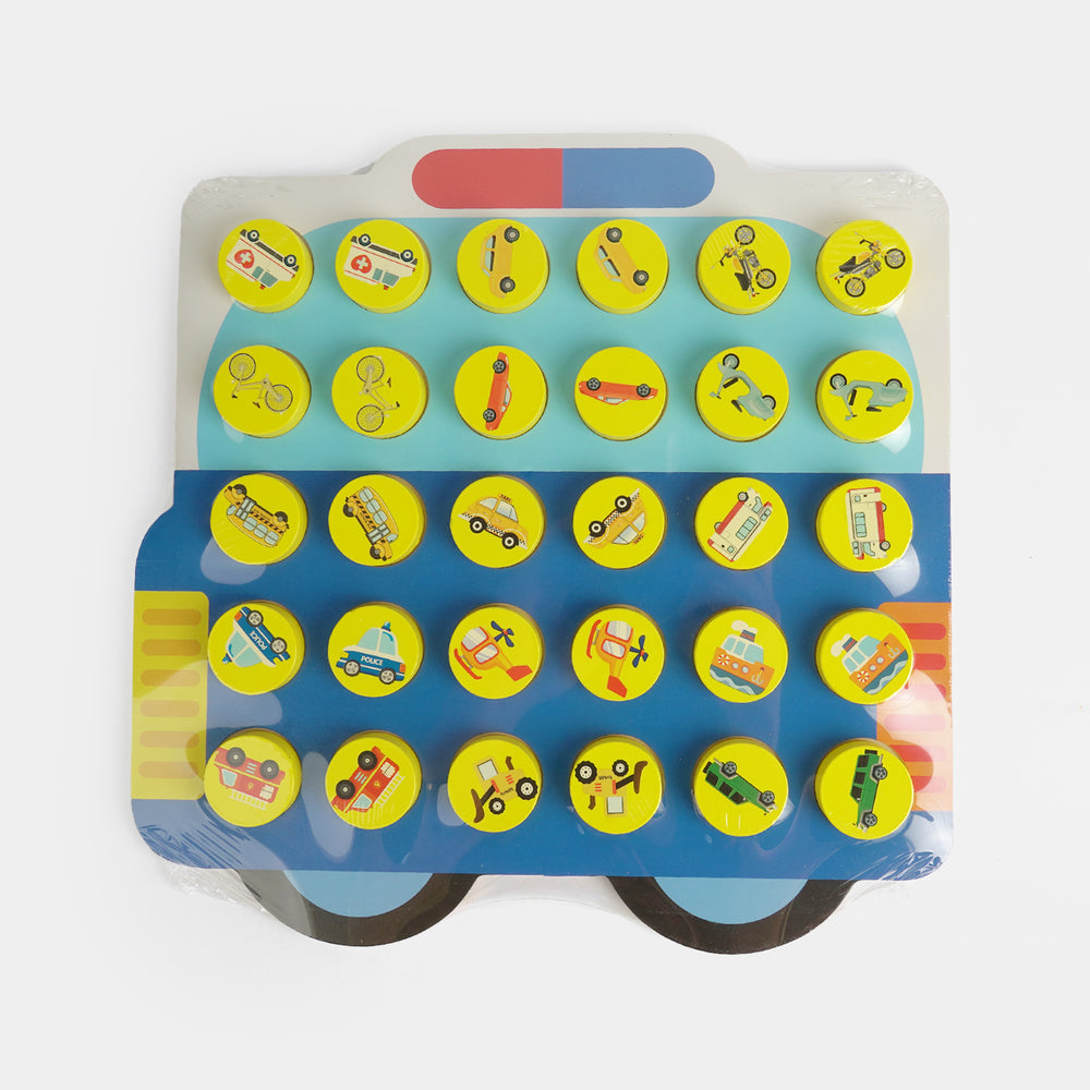 Educational Wooden Car Flipping Chess Memory Game for Kids