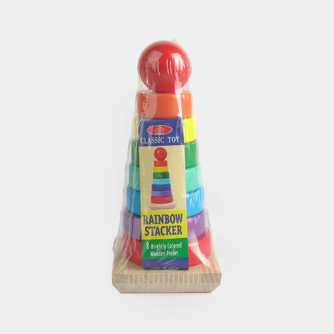 Wooden Rainbow Stacking Ring Tower