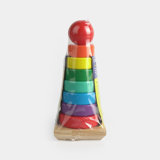 Wooden Rainbow Stacking Ring Tower