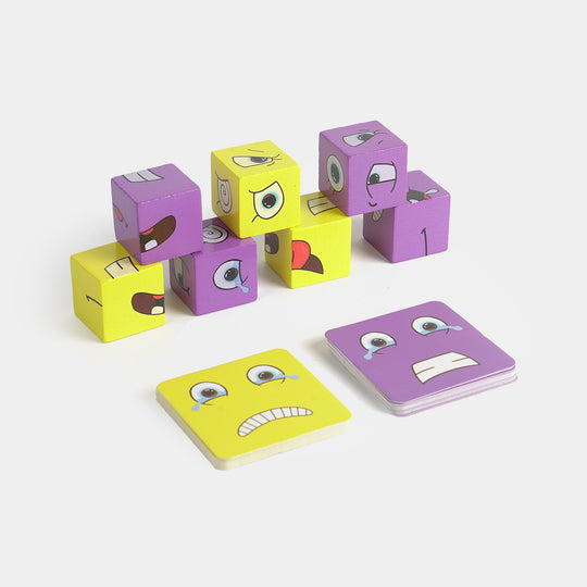 Face Changing Wooden Building Blocks Game for Kids