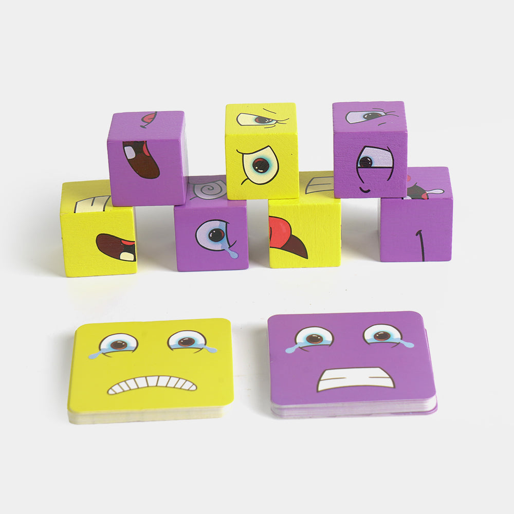 Face Changing Wooden Building Blocks Game for Kids