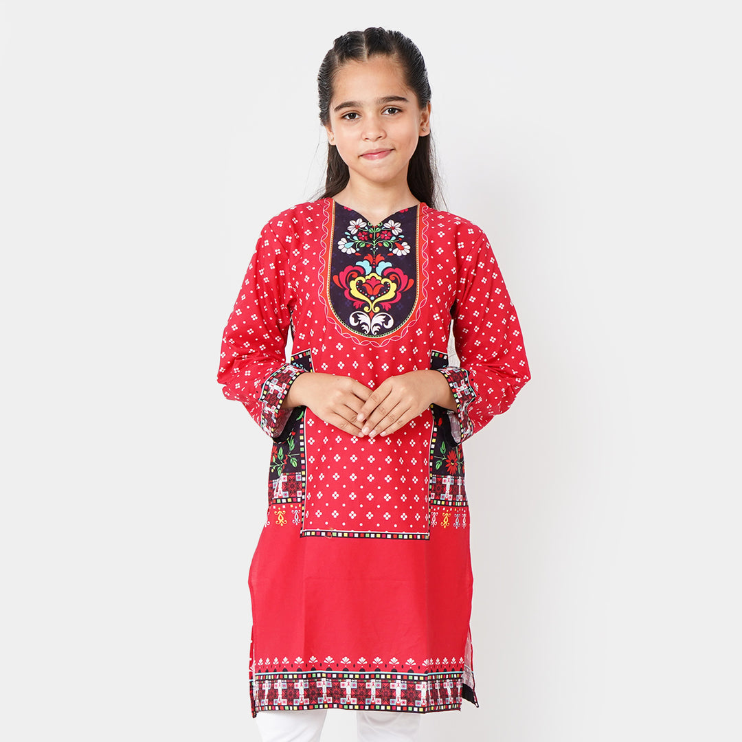 Girls Digital Print Kurti Flurry - Pink