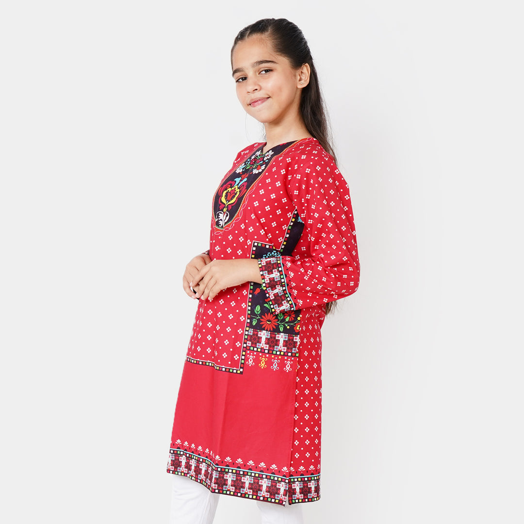 Girls Digital Print Kurti Flurry - Pink