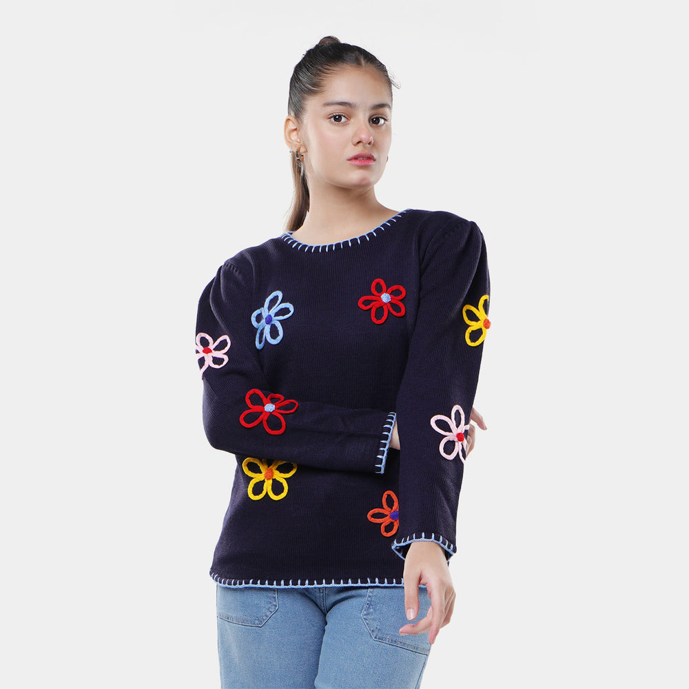Teens Girls Knitted Sweater -NAVY