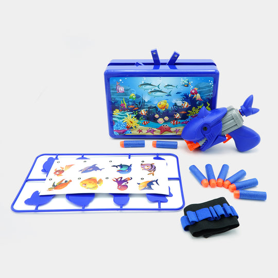 Eva Soft Dart Shark Blaster With Aquarium Rotating Target