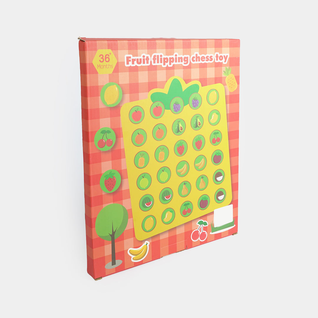 Educational Wooden Fruit Flipping Chess Memory Game for Kids