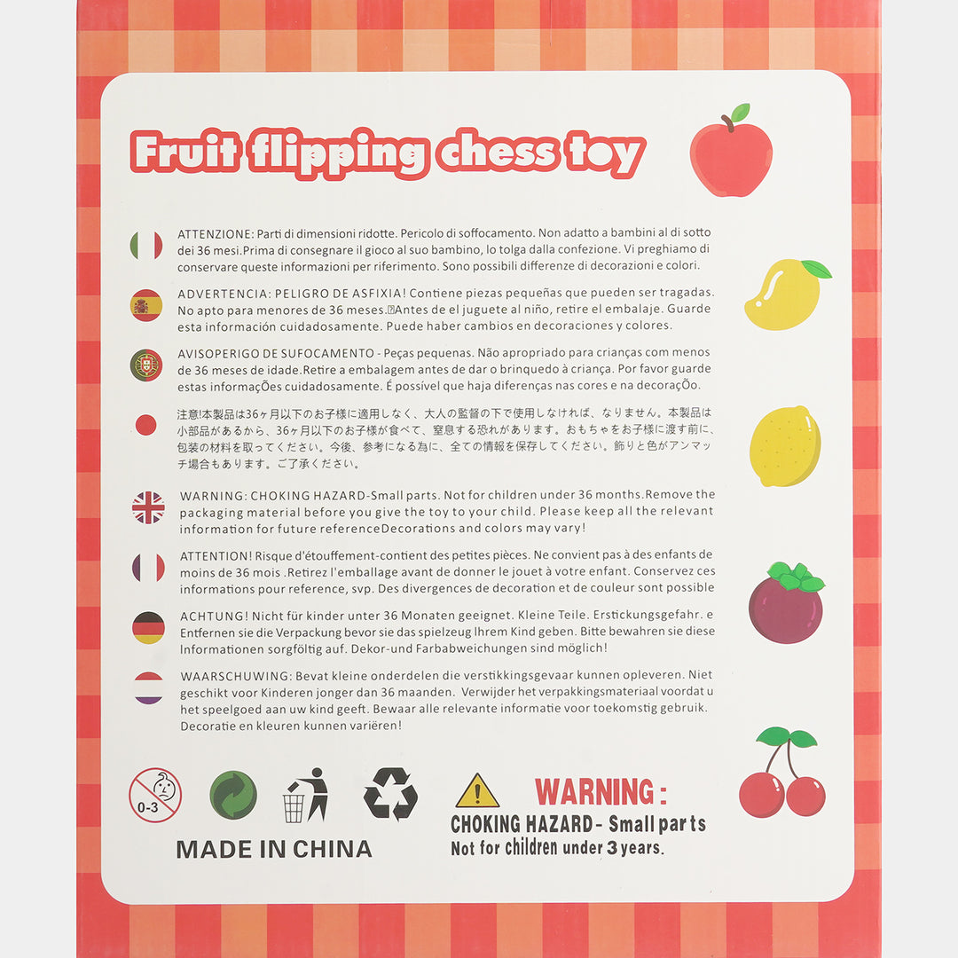 Educational Wooden Fruit Flipping Chess Memory Game for Kids