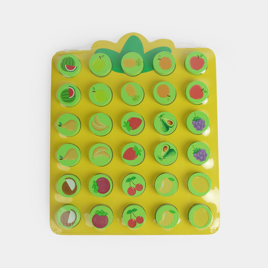 Educational Wooden Fruit Flipping Chess Memory Game for Kids